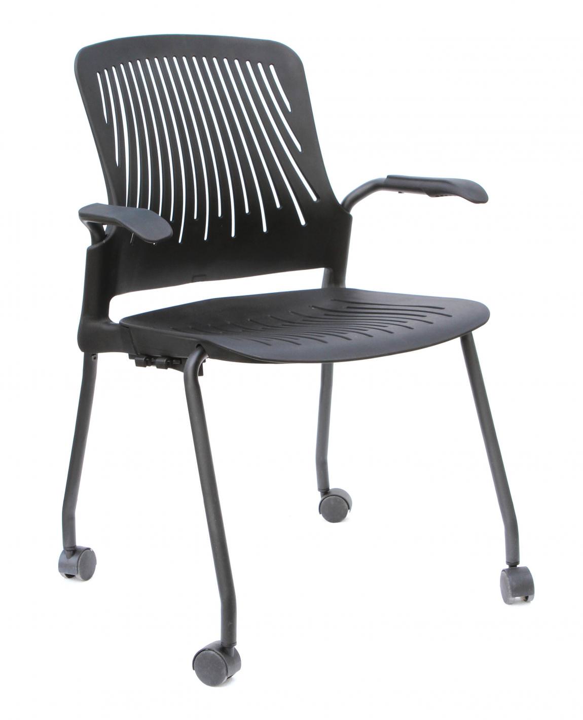Beat Linkable Stacking Guest Chair with Arms and Casters