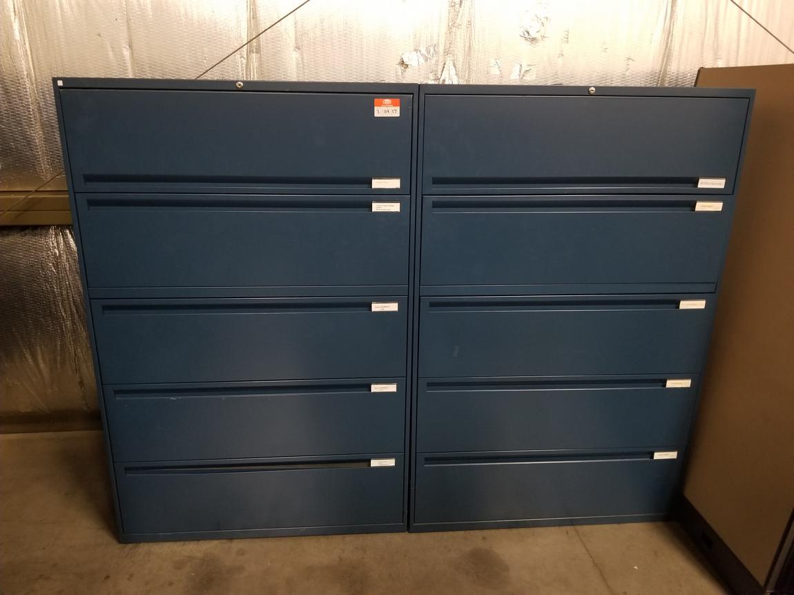 Waterloo 5 Drawer Blue Lateral Filing Cabinets 42 Inch Wide