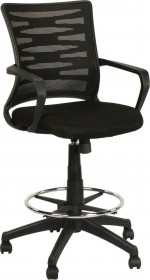 Black Office Stool Chair with Arms