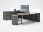 U Shaped Peninsula Desk with Privacy Panels
