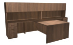 T Shaped Two Person Desk with Hutch