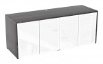 Credenza Storage Cabinet with White Glass Doors