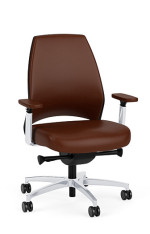 Brown Leather Mid Back Office Chair
