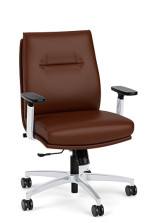 Brown Leather Mid Back Office Chair