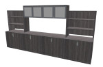 Long Credenza with Overhead Storage