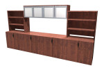 Long Credenza with Overhead Storage