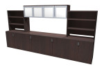 Long Credenza with Overhead Storage