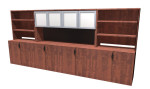 Long Credenza with Overhead Storage