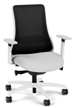White Leather Chair with Anti-Microbial Copper Mesh Back
