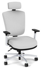 White Leather Office Chair with Headrest