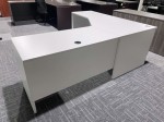 White L Shaped Desk with Keyboard Tray