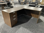 Modern Walnut L Shaped Desk with Drawers