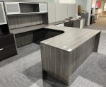 Gray U Shaped Desk with Hutch