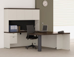 U Shaped Peninsula Desk with Hutch