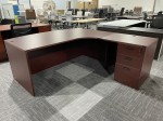 Mahogany Bow Front L Shape Desk with Drawers