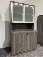 Gray Storage Cabinet with Hutch