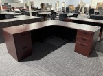Mahogany L Shape Desk with Drawers