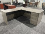 Gray L Shape Desk with Drawers