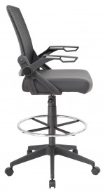 Mesh Back Drafting Stool with Flip Up Arms