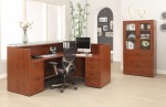 L Shape Reception Desk with Glass Top and Storage