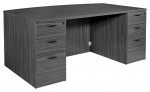 Double Pedestal Bow Front Desk with Stepped Modesty Panel