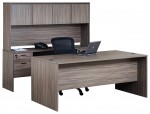 Rectangular Desk and Credenza with Hutch