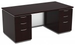 Double Pedestal Desk with Glass Modesty Panel