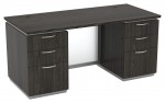 Double Pedestal Desk with Glass Modesty Panel