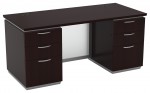 Double Pedestal Desk with Glass Modesty Panel