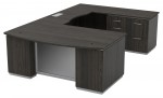 Bow Front U Shape Desk with Drawers and Power