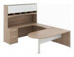 U Shaped Peninsula Desk with Hutch