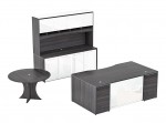 Bow Front Desk Set with Storage and Table