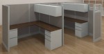 6x6 Tall Corner Cubicle Workstations with Glazed Partition