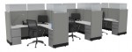 3 Person Cubicle with Glass Dividers