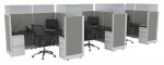 3 Person Cubicle with Glass Dividers