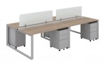 4 Person Workstation with Privacy Panels