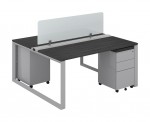 2 Person Workstation with Privacy Panels