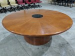 72” Round Cherry Table with Pop-Up Power Module