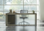 L Shaped Desk with Glass Modesty Panel