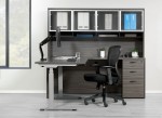 L Shaped Sit Stand Desk with Hutch