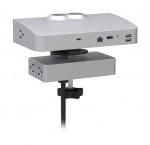 Dual Monitor Arm Base with Power Strip