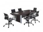 Boat Shaped Conference Table with Silver Accented Legs