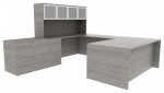 U Shaped Peninsula Desk with Storage