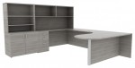 U Shaped Peninsula Desk with Storage