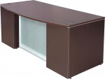 Bow Front Desk with Frosted Glass Accent Panel