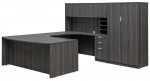 Executive U Shaped Desk with Hutch and Storage Cabinet