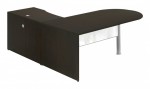 L Shaped Peninsula Desk with Glass Modesty Panel