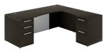 L Shaped Desk with Glass Modesty Panel