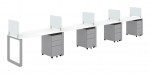 4 Person Workstation with Dividers