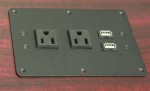 Black USB and Electrical Power Outlet Module
